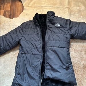Kids fleece lined reversible north face jacket